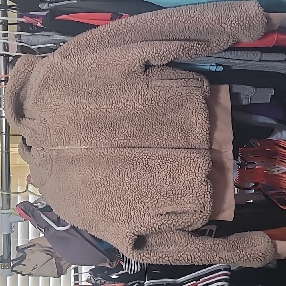 Fabletics Teddy Sherpa Full Zip Jacket Coat With Hood Size Large - Picture 3 of 8